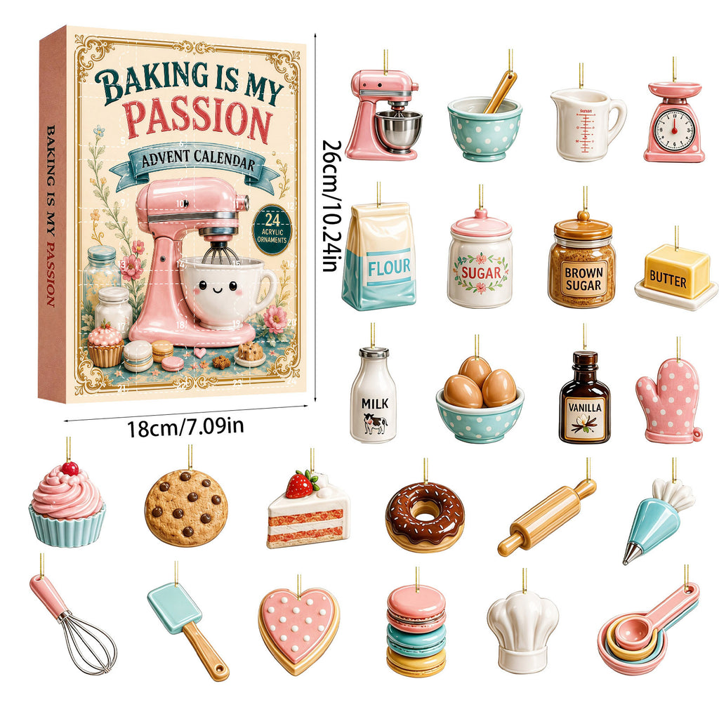 Macaron Theme Christmas Advent Calendar -24 Days Blind Box Hanging Ornaments