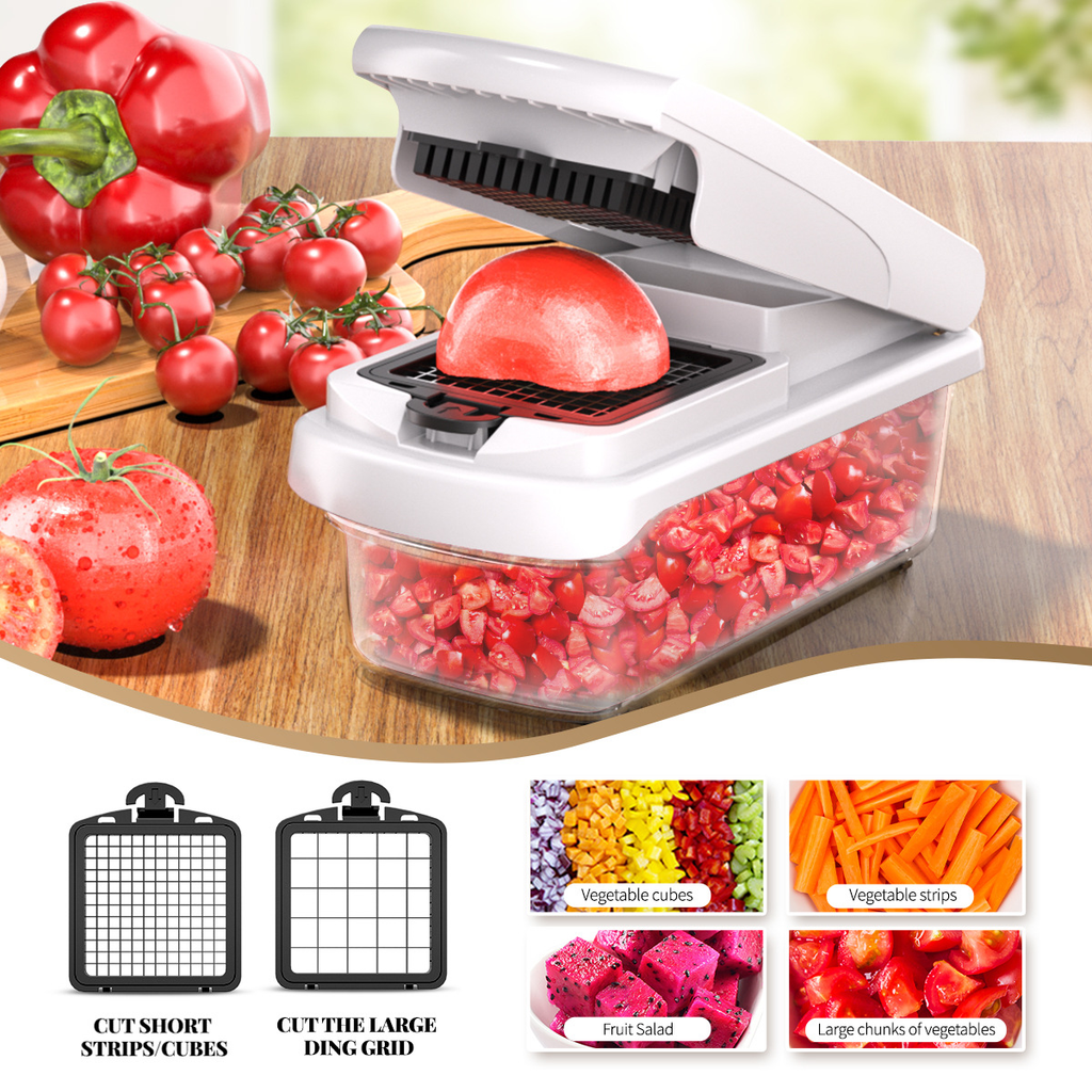 15-in-1 Multifunctional Stainless Steel Vegetable Chopper - 8 Blades, Container, Professional Design, Handle, Wave Slicer, Reduces Preparation Time, Kitchen Utensil, For Mothers, Flash Sale Home Items