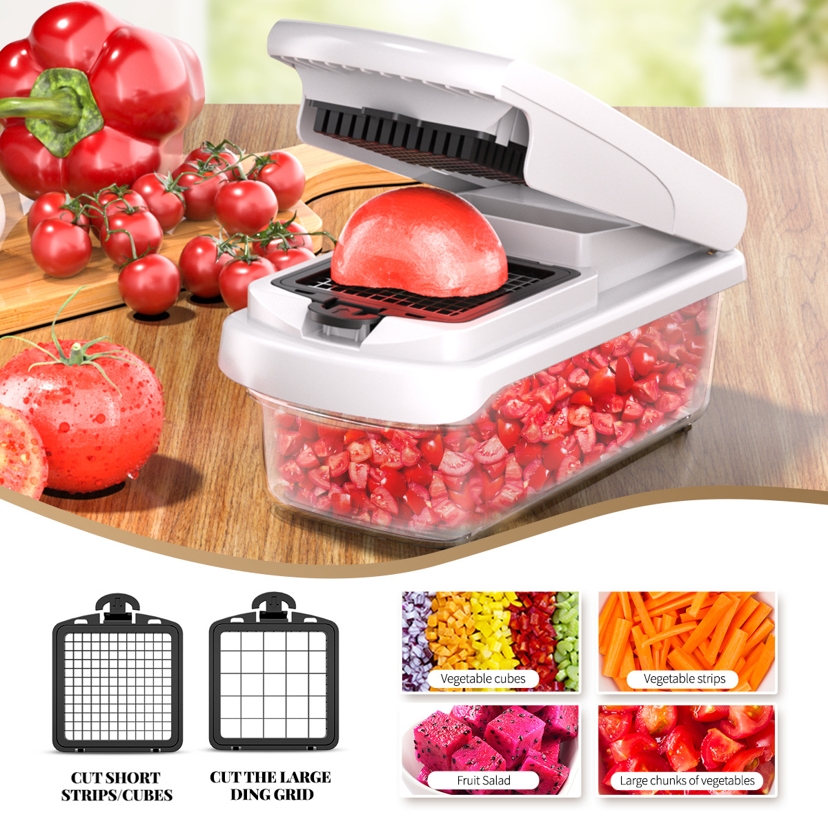 15-in-1 Multifunctional Stainless Steel Vegetable Chopper - 8 Blades, Container, Professional Design, Handle, Wave Slicer, Reduces Preparation Time, Kitchen Utensil, For Mothers, Flash Sale Home Items