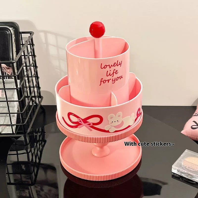 360° Rotating Makeup Brush Holder and Cosmetic Organizer – Two-Tier Desktop Storage Caddy