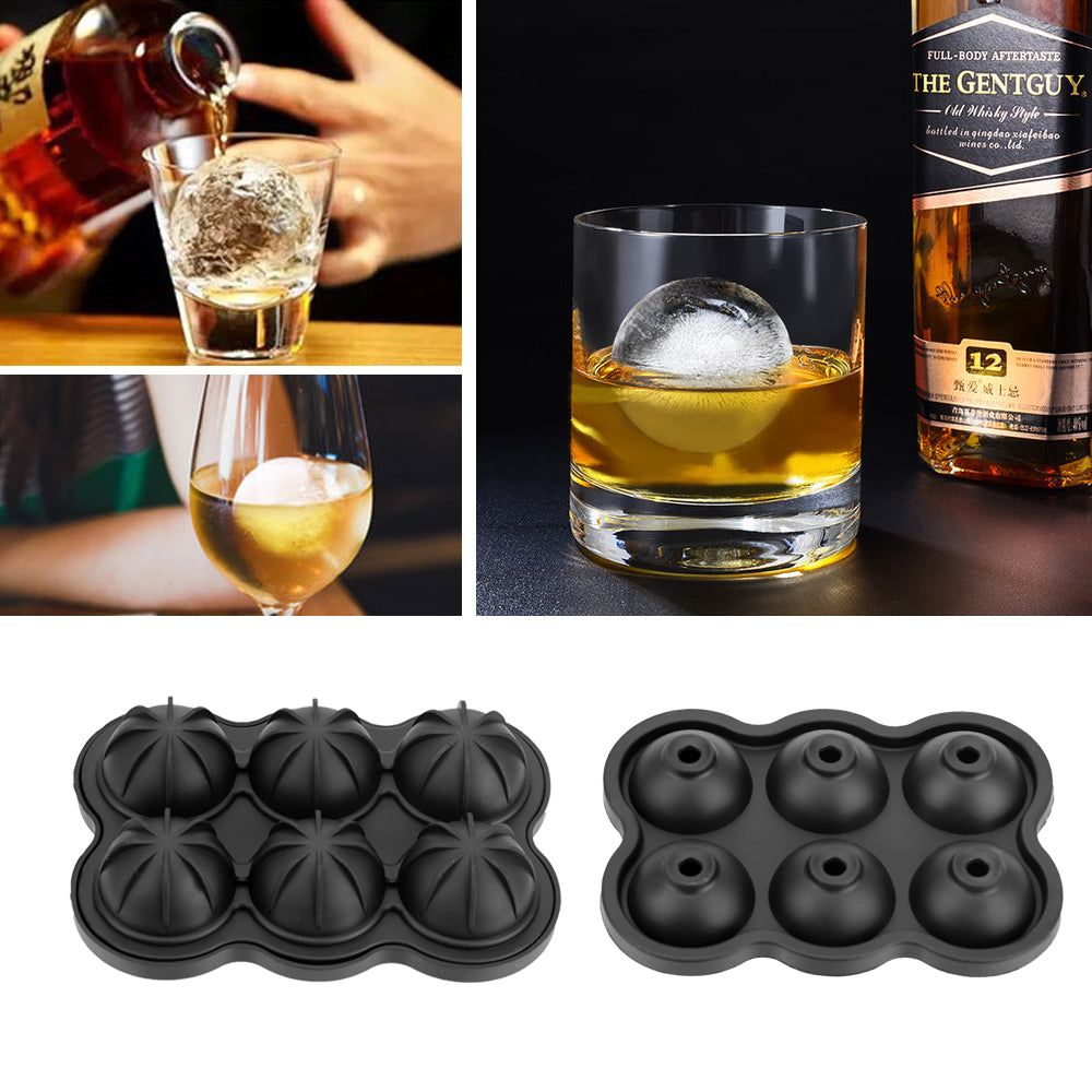 Large Ice Cube Maker Silicone Mold 6 Cell Big Sphere Ice Ball Tray Whiskey Wine Cocktail Party Bar Accessories Kitchen Gadgets