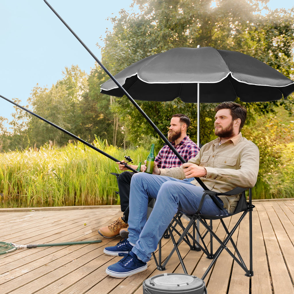 Black Fishing Chair Iron Bracket Oxford Cloth 85kg With Sunshade