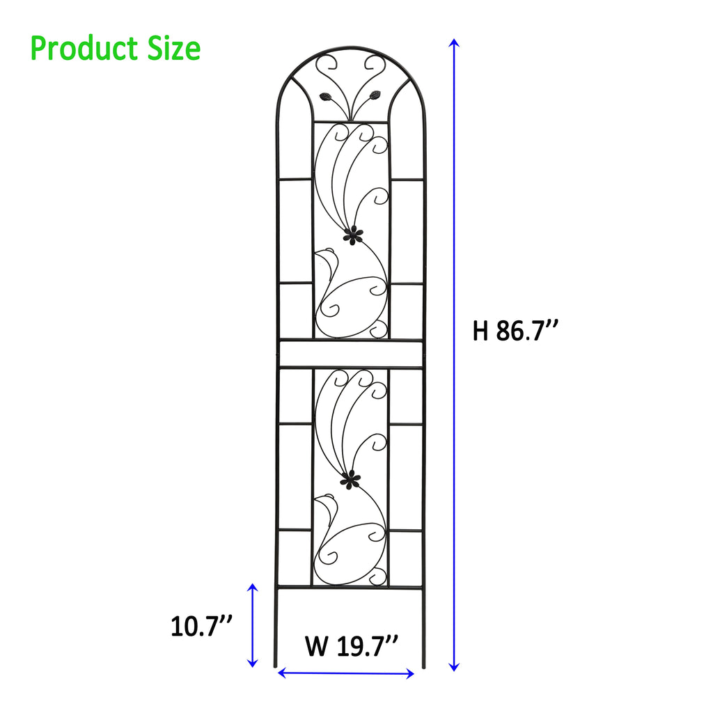 4 Pack Metal Garden Trellis 86.7  X 19.7  Rustproof Trellis For Climbing Plants Outdoor Flower Support Peacock Style Black