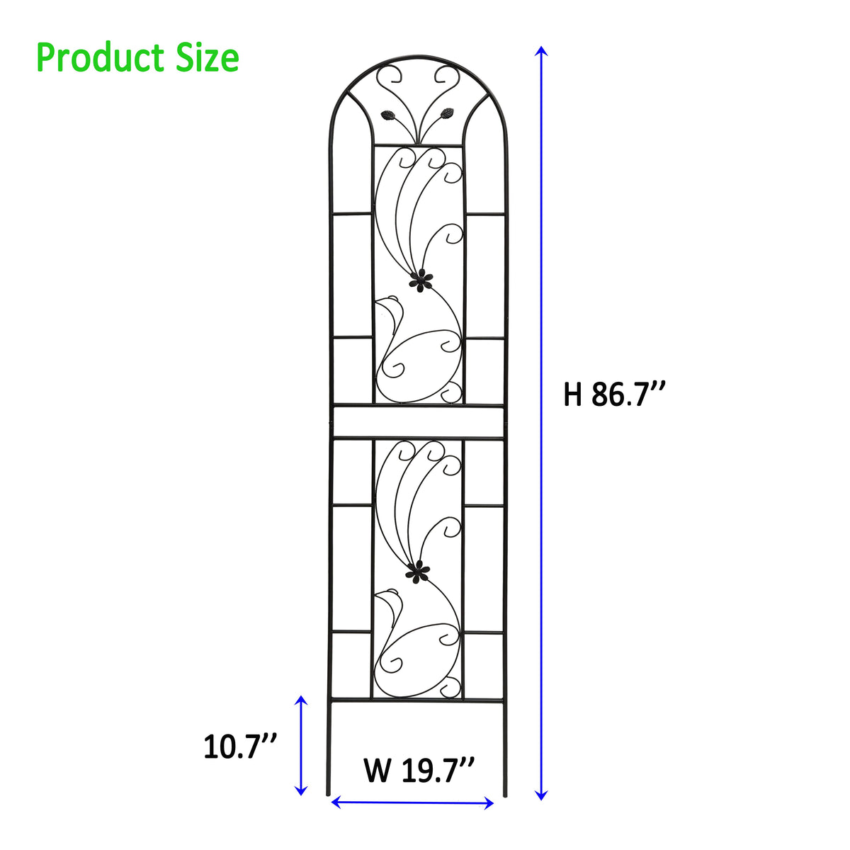 4 Pack Metal Garden Trellis 86.7  X 19.7  Rustproof Trellis For Climbing Plants Outdoor Flower Support Peacock Style Black