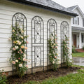 4 Pack Metal Garden Trellis 86.7  X 19.7  Rustproof Trellis For Climbing Plants Outdoor Flower Support Peacock Style Black