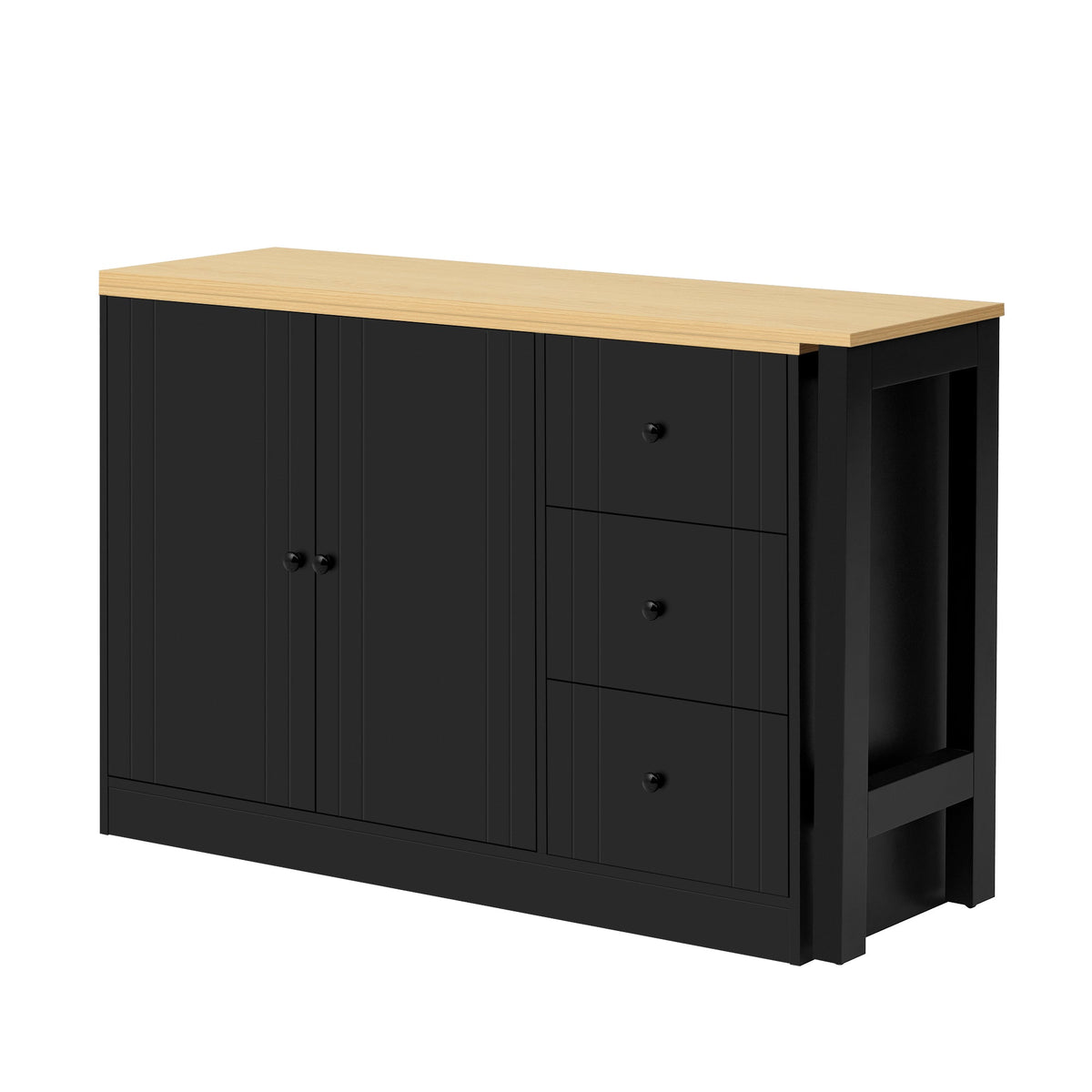 U-STYLE 89.7 Wooden Sideboard With Extendable Table Multifunctional Storage Cabinet With 2 Doors And 3 Drawers For Living Room Study Foyer And Kitchen