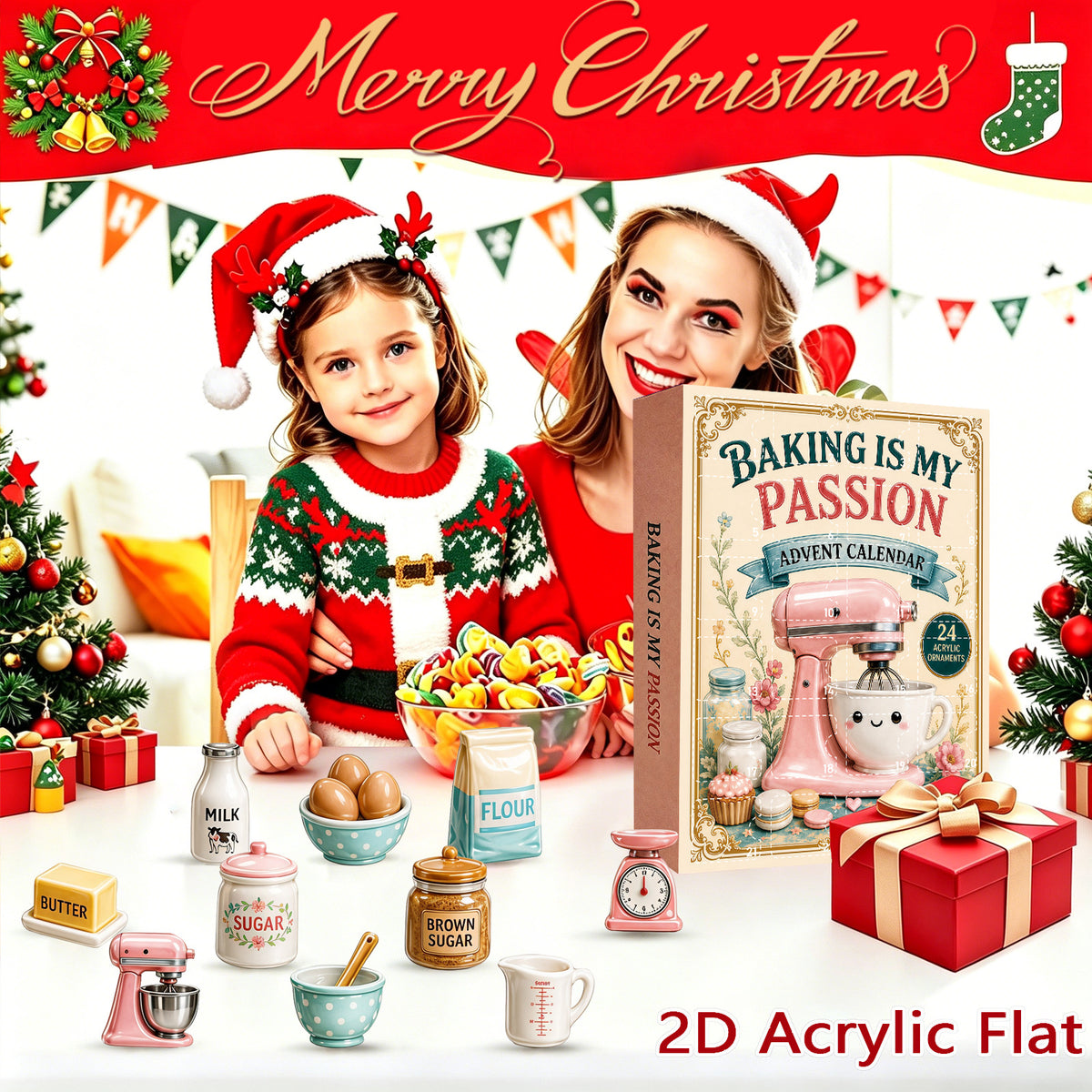 Macaron Theme Christmas Advent Calendar -24 Days Blind Box Hanging Ornaments