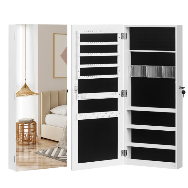 Full Mirror Wall Hanging, 4 Layers Of Storage, 3 Storage Boxes, Wooden Stickers
