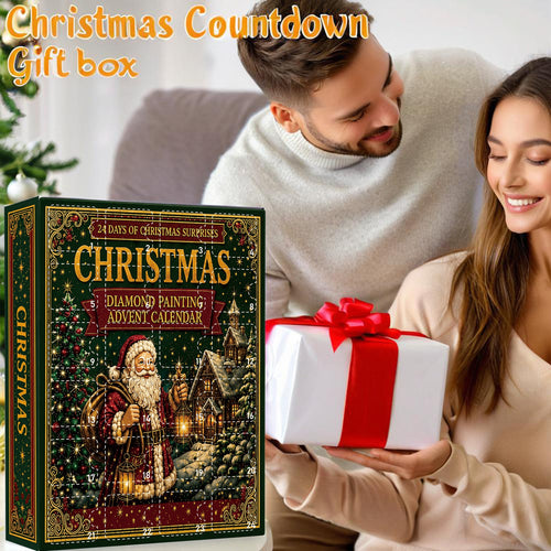 24-Day Christmas Diamond Painting Advent Calendar – DIY Holiday Ornament Kit with Festive Hanging Pendants