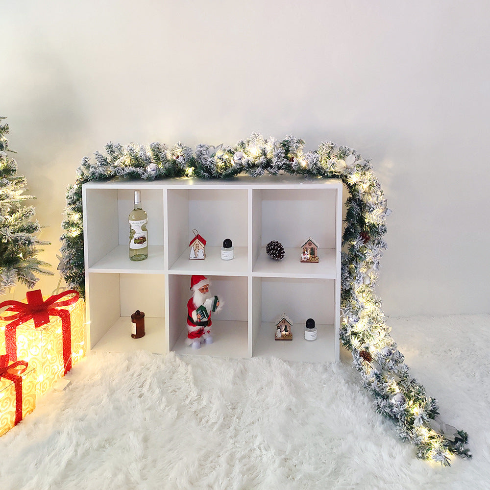 Artificial Snow-Flocked Christmas Garland with Pinecones, Bows & Ornaments