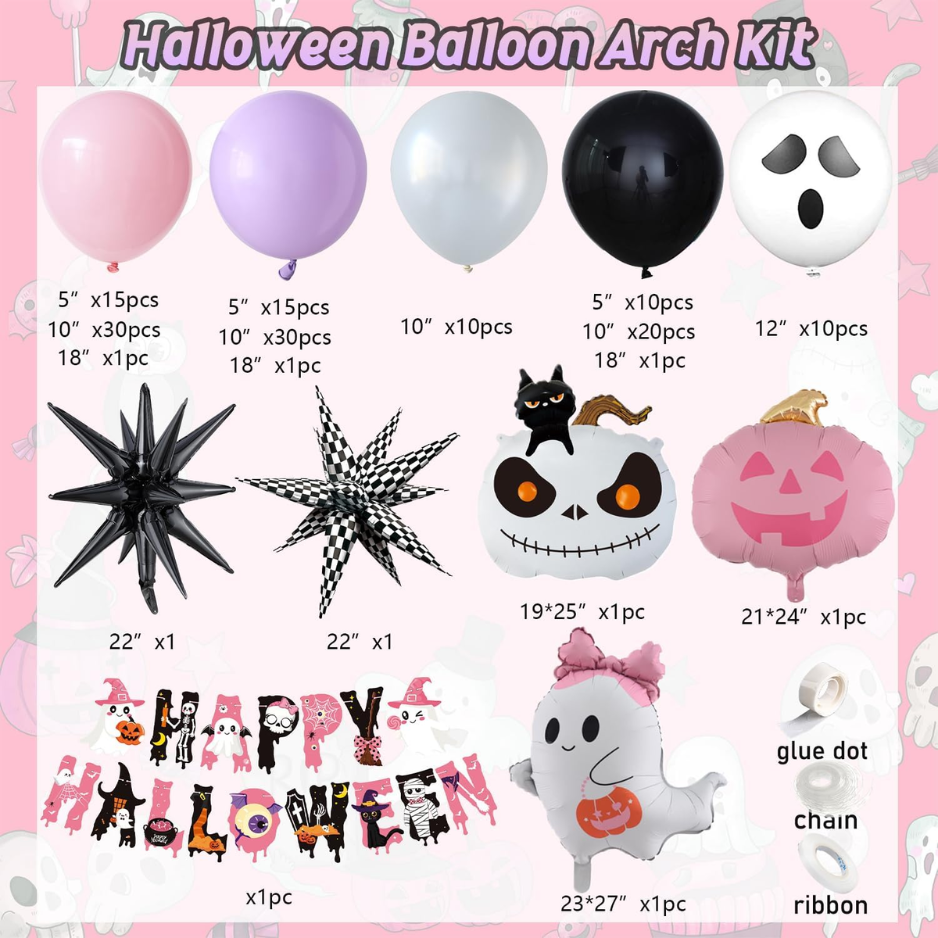 152pcs Halloween Balloon Garland Arch Kit,Happy Halloween Banner