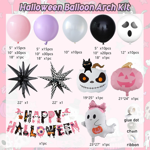 152pcs Halloween Balloon Garland Arch Kit,Happy Halloween Banner