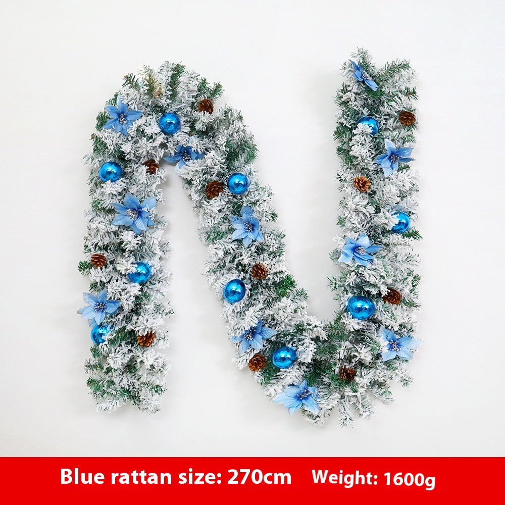 Artificial Snow-Flocked Christmas Garland with Pinecones, Bows & Ornaments