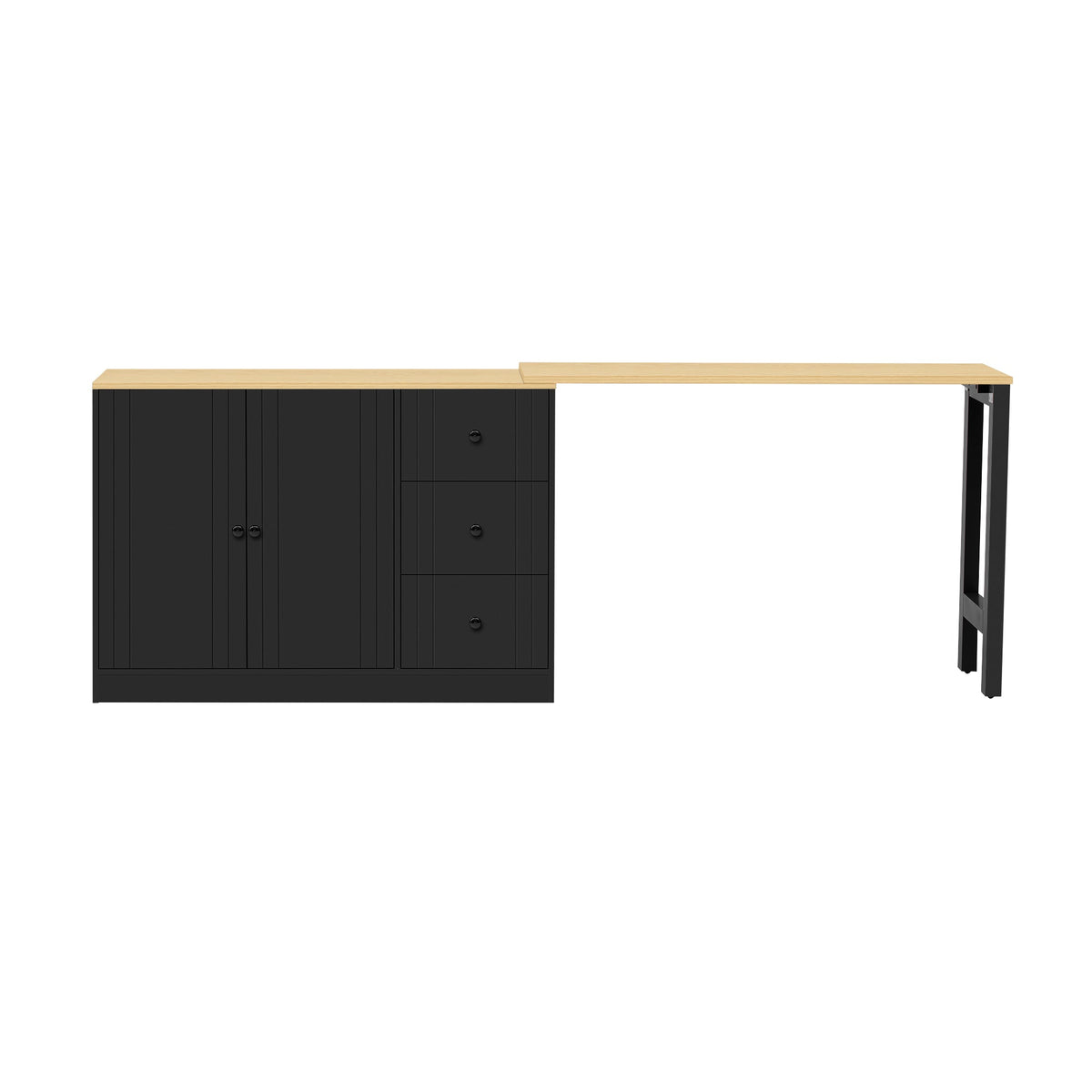 U-STYLE 89.7 Wooden Sideboard With Extendable Table Multifunctional Storage Cabinet With 2 Doors And 3 Drawers For Living Room Study Foyer And Kitchen