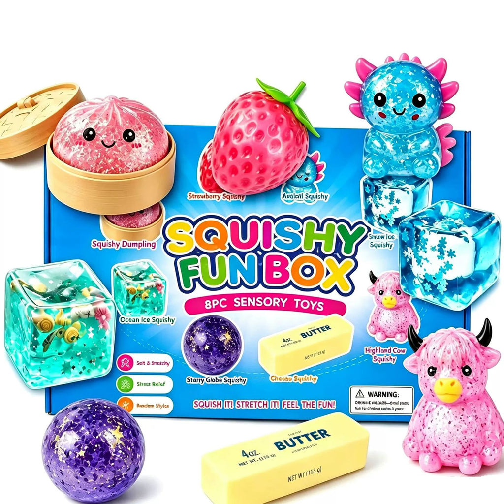 8-Piece Malt Sugar Squishy Fidget Toy Gift Set – Slow-Rising Sensory Squeeze Toys