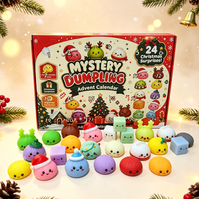 24-Day Christmas Countdown Squishy Toy Blind Box Calendar – Slow-Rising TPR Surprise Set