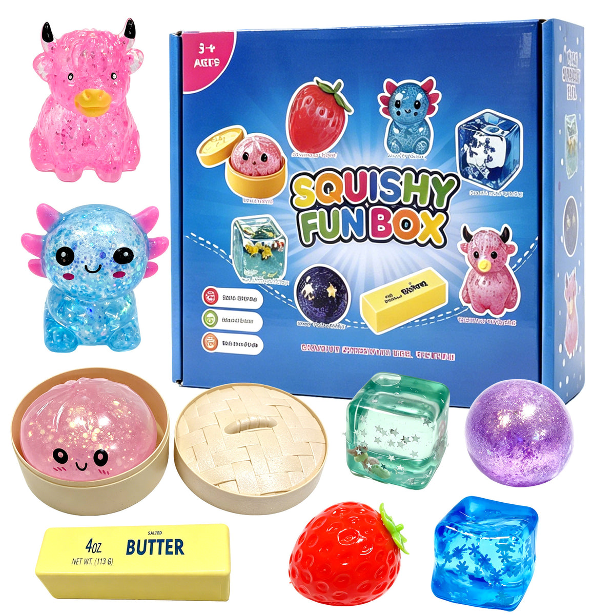 8-Piece Malt Sugar Squishy Fidget Toy Gift Set – Slow-Rising Sensory Squeeze Toys