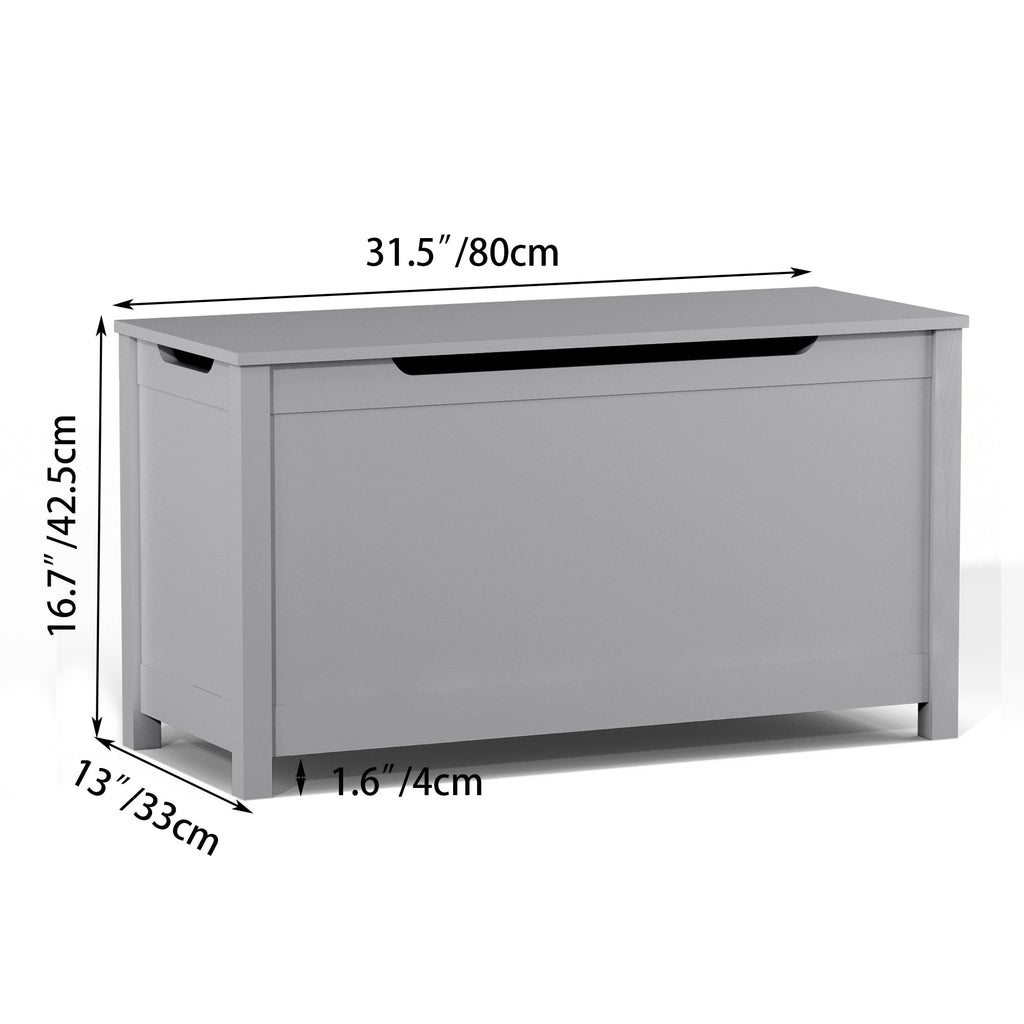 Children's Wooden Toy Storage Box With Secure Hinged Lid For Children Over 2 Years Old