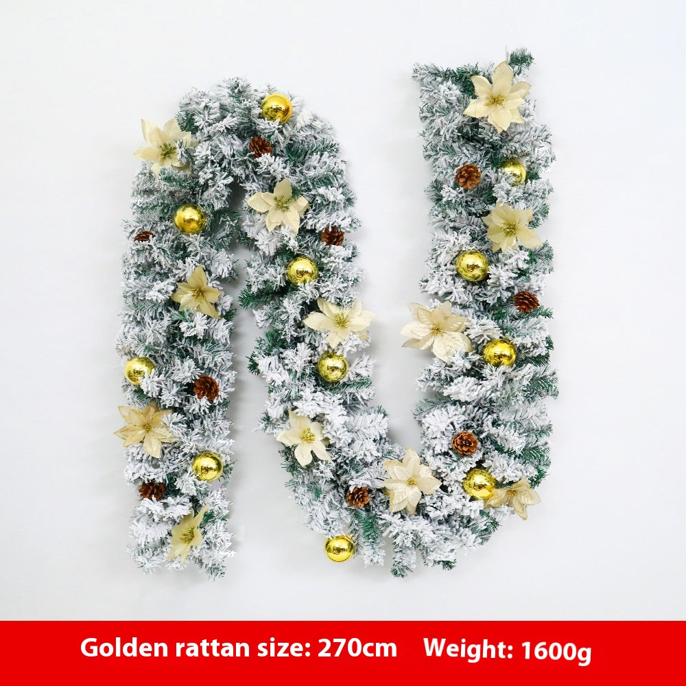 Artificial Snow-Flocked Christmas Garland with Pinecones, Bows & Ornaments