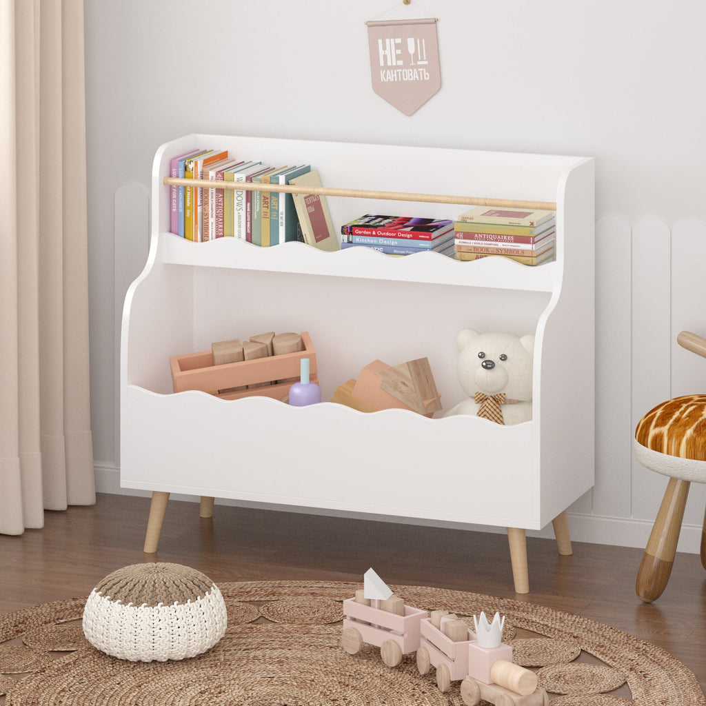 Kids Bookcaes, Children Book Organizer, Toy Storage Cabinet Organizer, White